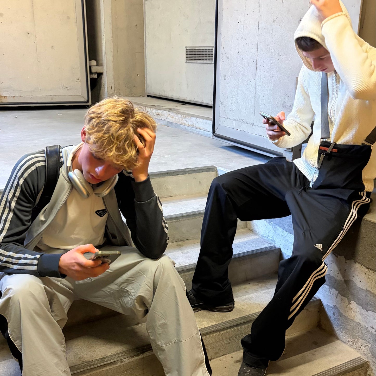 Adidas Black Track Pants with white Side Stripes