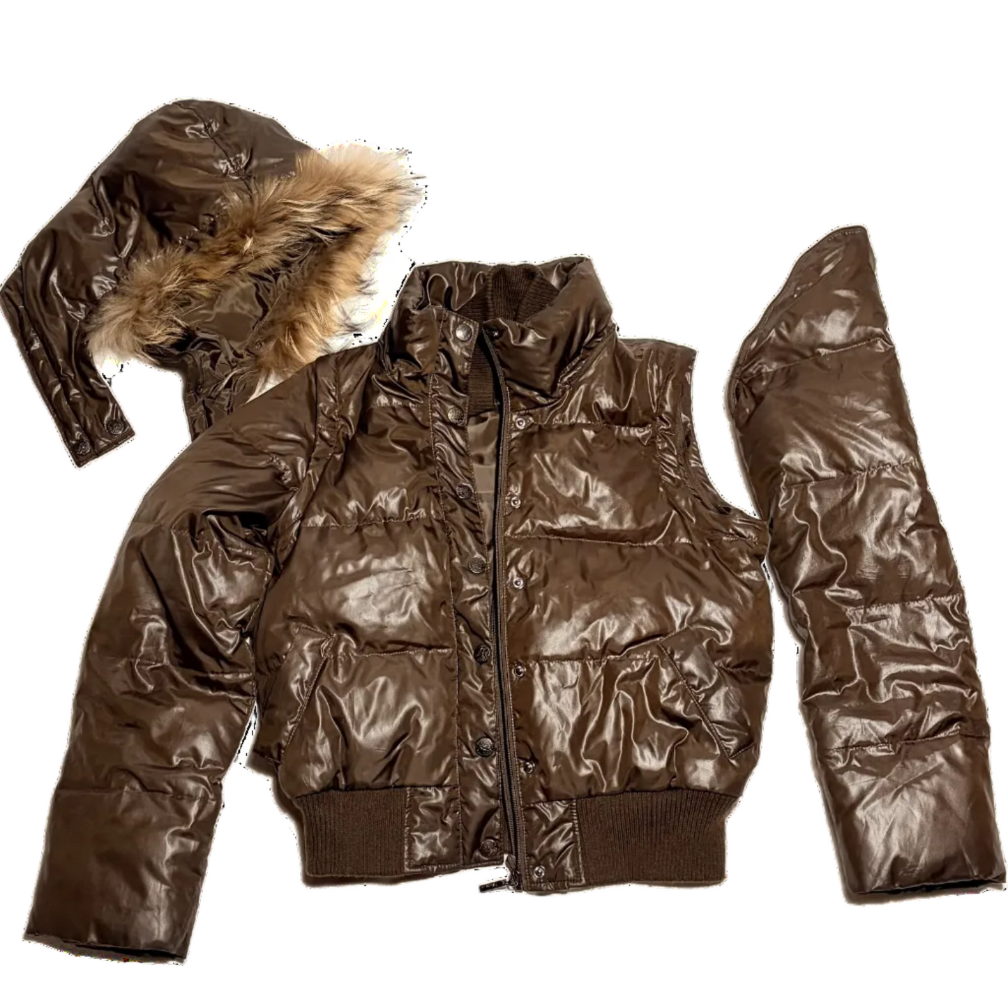 Brown Shine Puffer Jacket