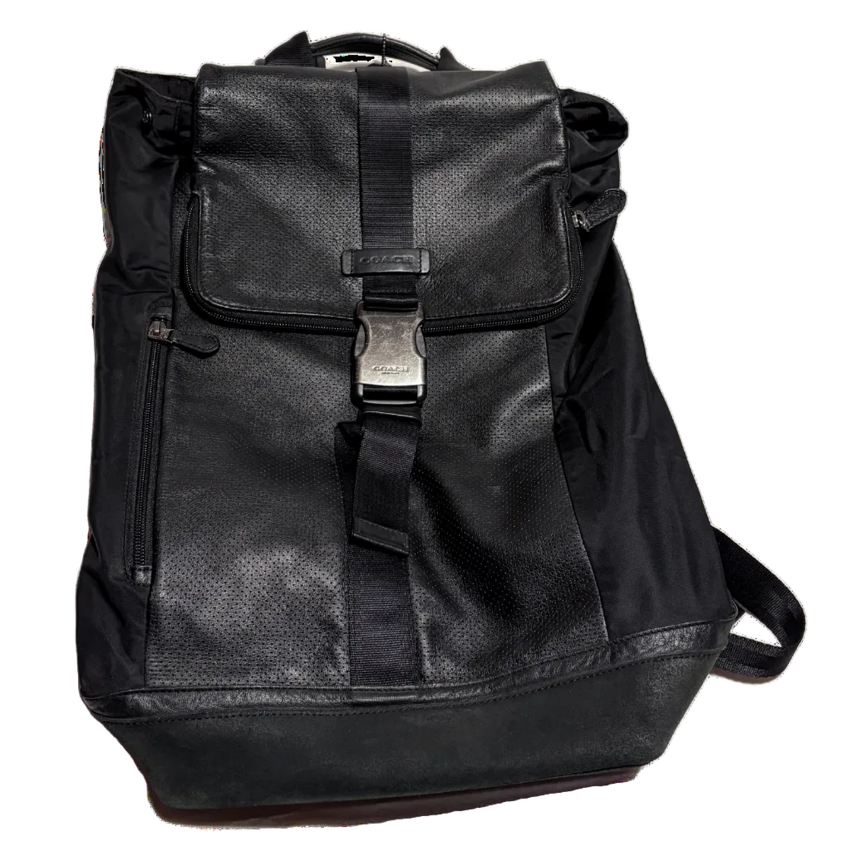 Coach Black Leather & Nylon Backpack