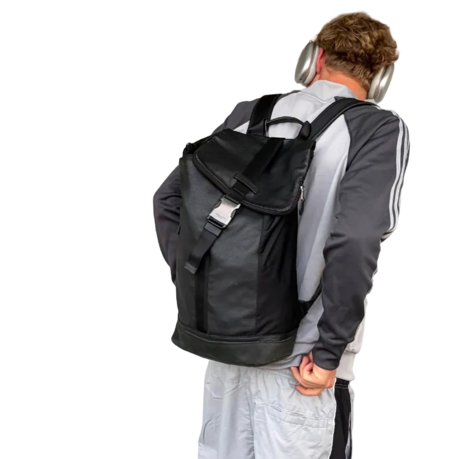 Coach Black Leather & Nylon Backpack